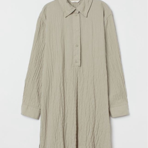 H&M Sage Green Shirt Dress Size Large - Picture 2 of 6
